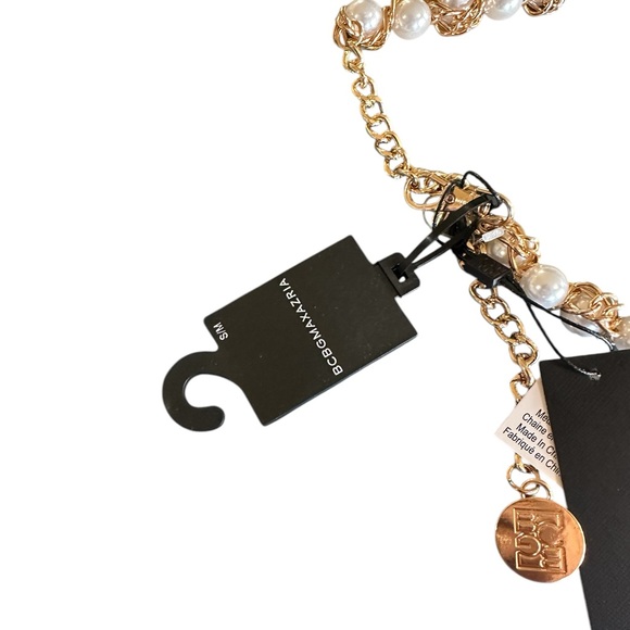 NWT BCBGMAXAZRIA Pearl And Chain Detail Adjustable Waist Belt S/ M